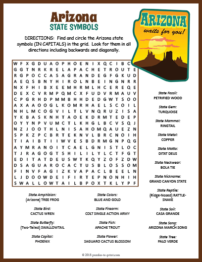 State Symbols Puzzle Worksheet Activities