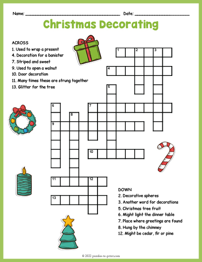 Tìm kiếm christmas decorations crossword Giải đố chữ về trang trí Giáng sinh