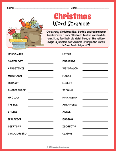 Christmas Word Scramble