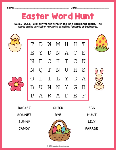 Easy Easter Word Search