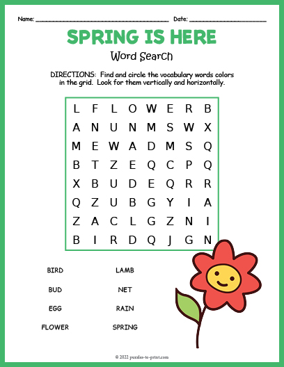 Easy Word Search Printable For The Month Of November