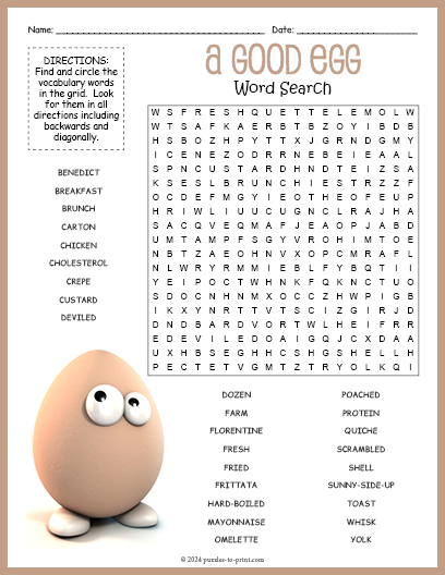 Eggs Word Search