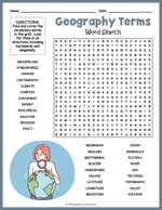 Geography Terms Word Search Thumbnail