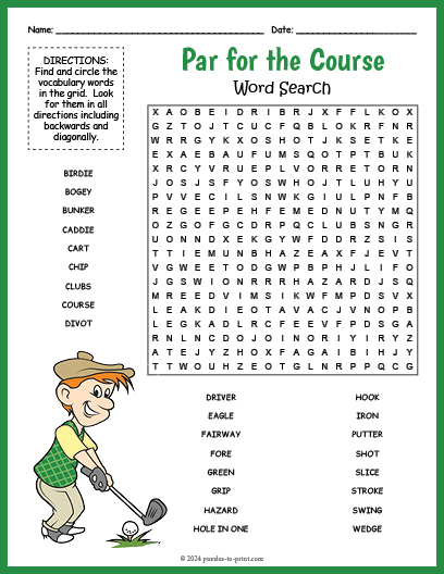 Golf Word Search