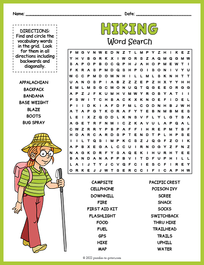 Hiking Word Search