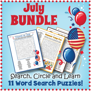 July Word Search Bundle on Teachers Pay Teachers