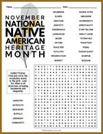 Native American Heritage Month Word Search Thumbnail