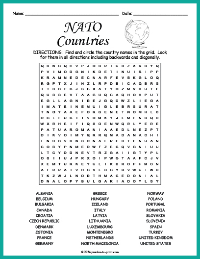 Nato Countries Word Search