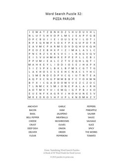 printable crossword puzzles Word Pizza Search