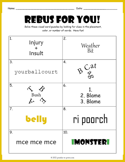 Rebus Puzzles For Kids