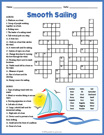 Sailing Crossword Word Search