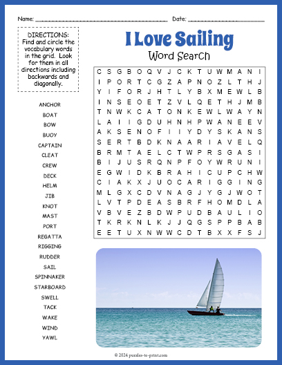 Sailing Word Search