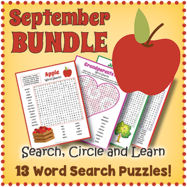 September Word Search Bundle on Teachers Pay Teachers