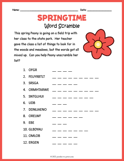 Springtime Word Scramble