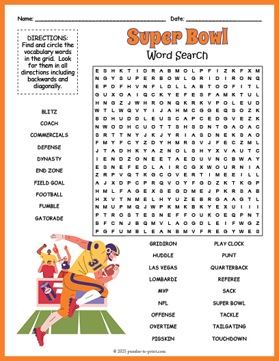 Super Bowl Word Search