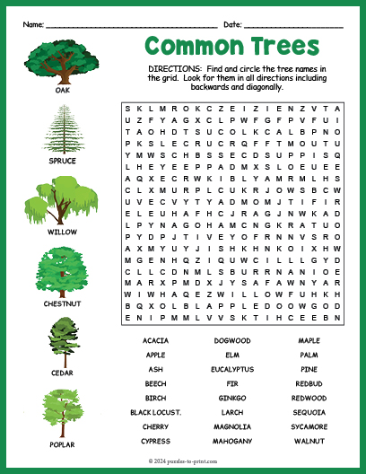 Trees Word Scramble