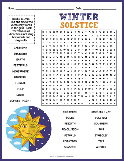 Winter Solstice Word Search