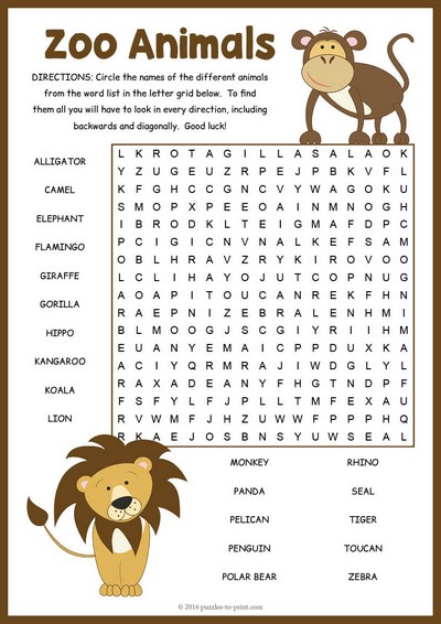 printable word search zoo animals freeprintabletmcom - printable ...
